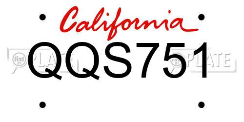 QQS751 California License Plate