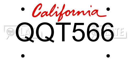 QQT566 California License Plate