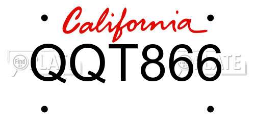 QQT866 California License Plate