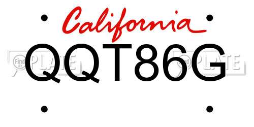 QQT86G California License Plate