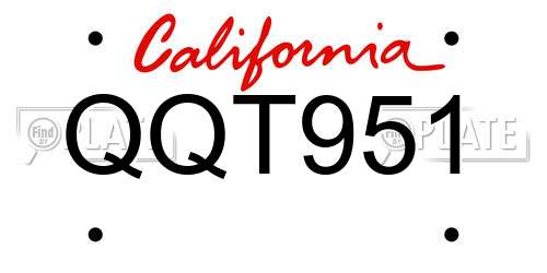 QQT951 California License Plate