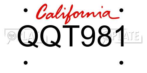 QQT981 California License Plate