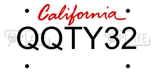 QQTY32 California License Plate