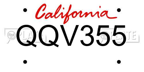 QQV355 California License Plate