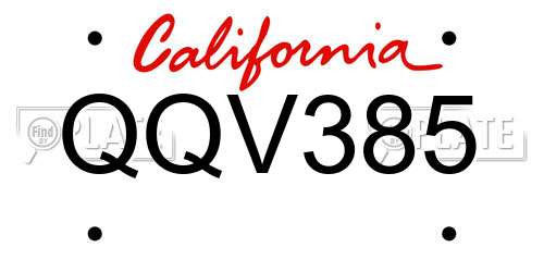 QQV385 California License Plate