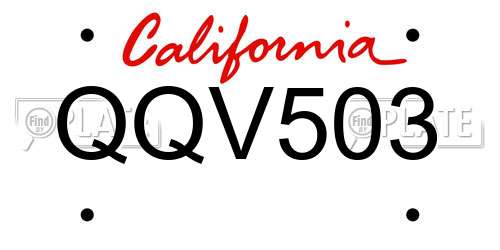 QQV503 California License Plate