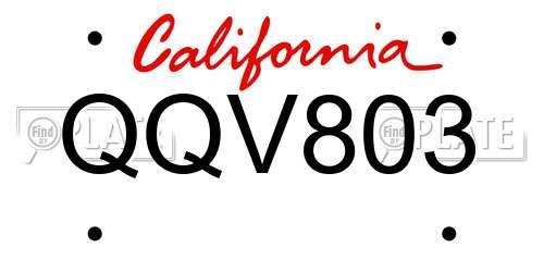 QQV803 California License Plate