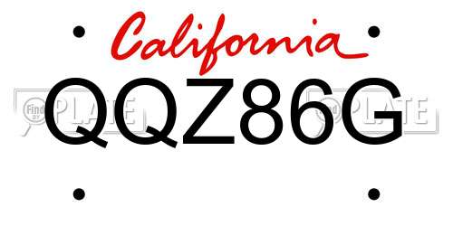 QQZ86G California License Plate