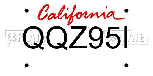 QQZ95I California License Plate