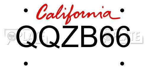 QQZB66 California License Plate
