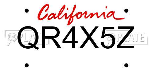 QR4X5Z California License Plate