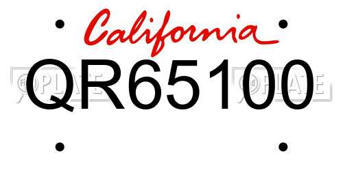 QR65100 California License Plate