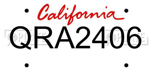 QRA2406 California License Plate