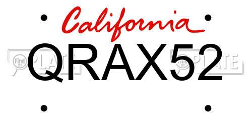 QRAX52 California License Plate