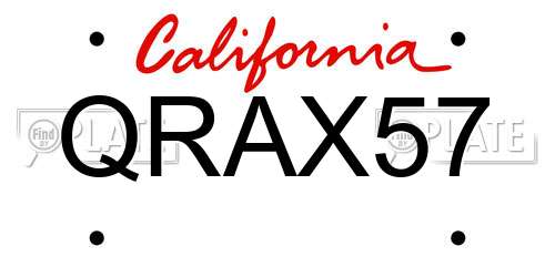 QRAX57 California License Plate