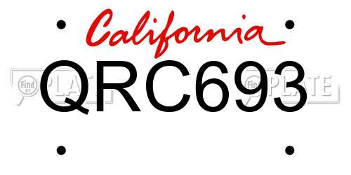 QRC693 California License Plate