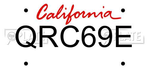 QRC69E California License Plate