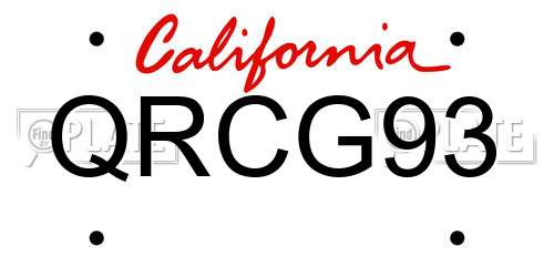 QRCG93 California License Plate