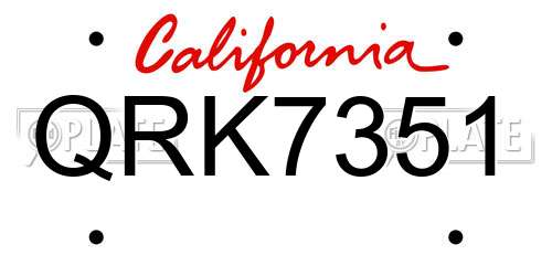 QRK7351 California License Plate