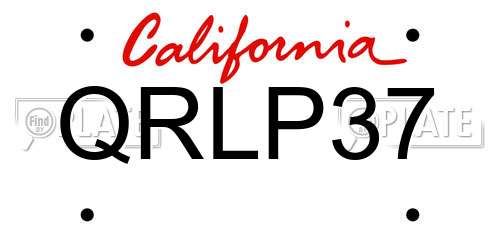 QRLP37 California License Plate