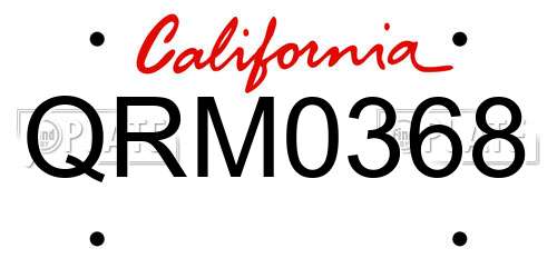QRM0368 California License Plate