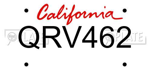 QRV462 California License Plate