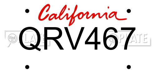 QRV467 California License Plate