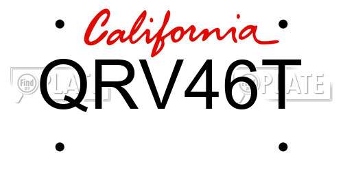 QRV46T California License Plate