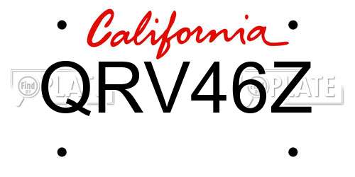 QRV46Z California License Plate