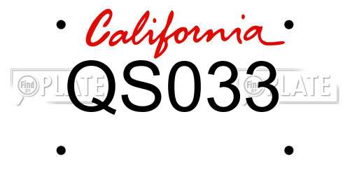 QS033 California License Plate