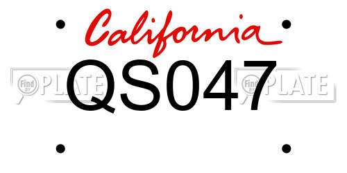 QS047 California License Plate
