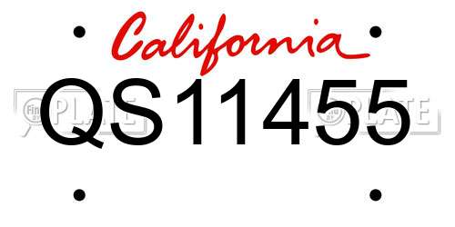 QS11455 California License Plate