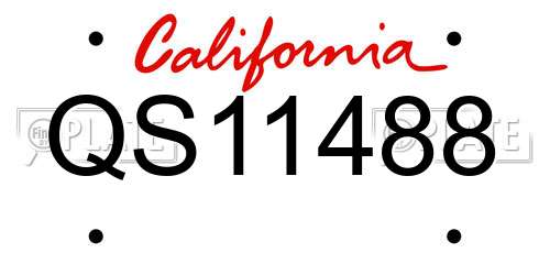 QS11488 California License Plate