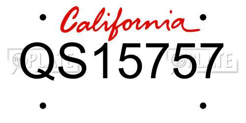 QS15757 California License Plate