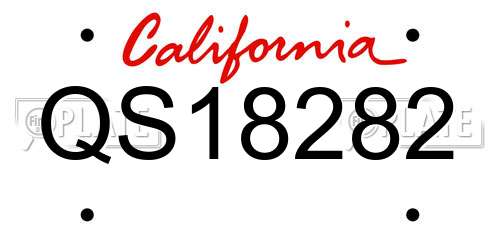 QS18282 California License Plate