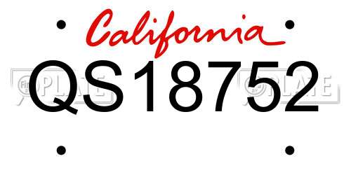 QS18752 California License Plate
