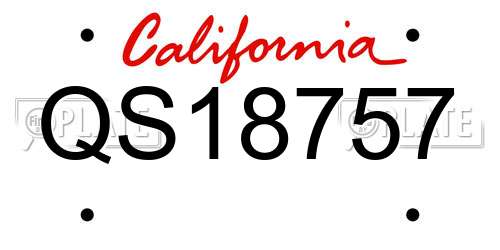 QS18757 California License Plate