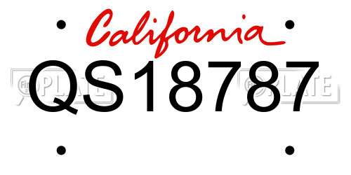 QS18787 California License Plate