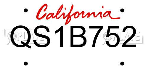 QS1B752 California License Plate