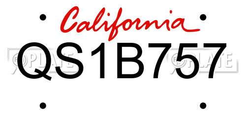 QS1B757 California License Plate