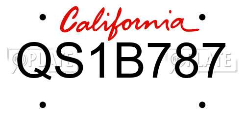 QS1B787 California License Plate