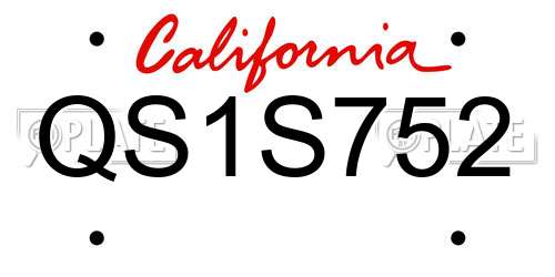 QS1S752 California License Plate