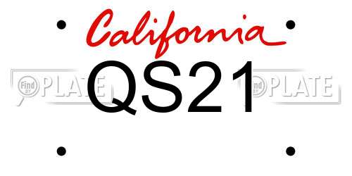 QS21 California License Plate