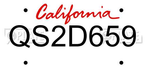 QS2D659 California License Plate