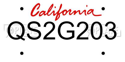 QS2G203 California License Plate
