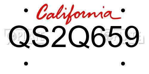 QS2Q659 California License Plate