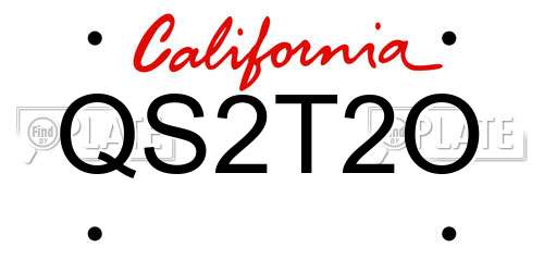 QS2T2O California License Plate