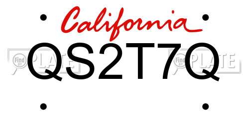 QS2T7Q California License Plate