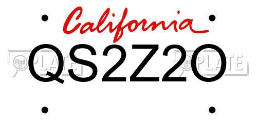QS2Z2O California License Plate