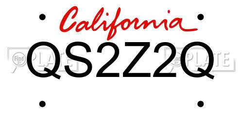 QS2Z2Q California License Plate